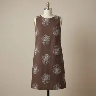 Viszkóz lenvászonnal EMBROIDERY Flower Maya brown