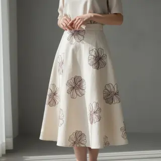 Viszkóz lenvászonnal EMBROIDERY Flower Maya natural