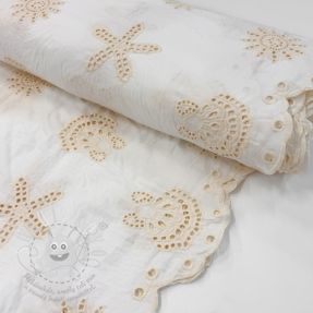 Pamutvászon EMBROIDERY Sea ornaments white