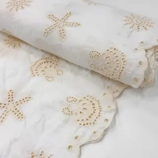 Pamutvászon EMBROIDERY Sea ornaments white
