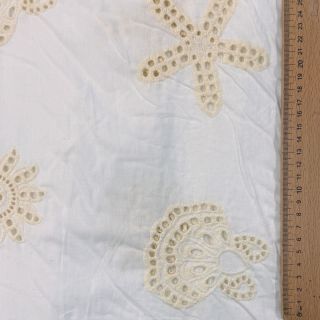 Pamutvászon EMBROIDERY Sea ornaments white