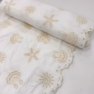 Pamutvászon EMBROIDERY Sea ornaments white