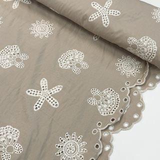 Pamutvászon EMBROIDERY Sea ornaments natural