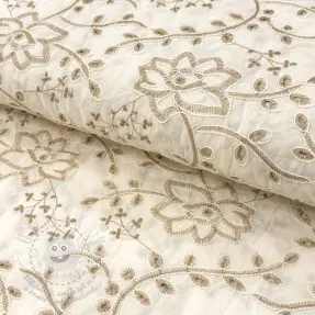Pamutvászon VOILE EMBROIDERY Kiara off white