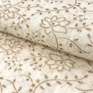 Pamutvászon VOILE EMBROIDERY Kiara off white