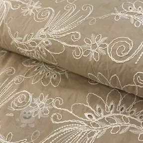 Pamutvászon VOILE EMBROIDERY Kokka natural