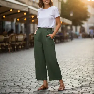 Pamutvászon SLUB WASHED army green