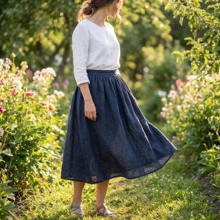 Pamutvászon SLUB WASHED navy