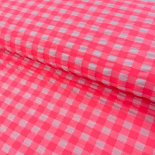 Pamutvászon YARN DYED NEON BIG Checks pink