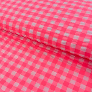 Pamutvászon YARN DYED NEON BIG Checks pink
