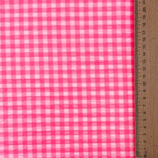 Pamutvászon YARN DYED NEON SMALL Checks pink