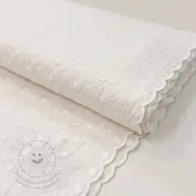 Pamutvászon EMBROIDERY TWO-SIDE SCALLOP Verena white