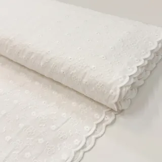 Pamutvászon EMBROIDERY TWO-SIDE SCALLOP Verena white