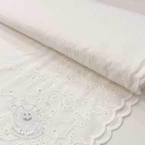 Pamutvászon VOILE EMBROIDERY ONE-SIDE BORDER white