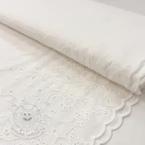 Pamutvászon VOILE EMBROIDERY ONE-SIDE BORDER white