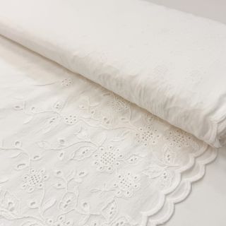 Pamutvászon VOILE EMBROIDERY ONE-SIDE BORDER white