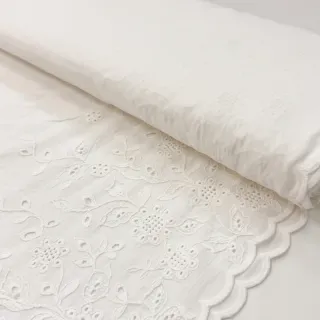 Pamutvászon VOILE EMBROIDERY ONE-SIDE BORDER white