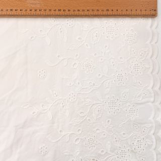 Pamutvászon VOILE EMBROIDERY ONE-SIDE BORDER white