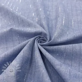 Pamutvászon YARN DYED Stripes LUREX blue