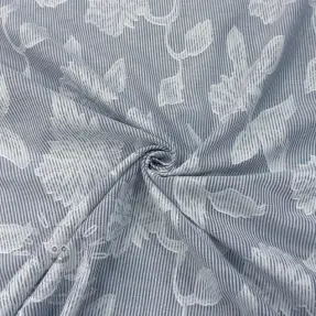 Pamutvászon YARN DYED Stripes JACQUARD Flowers navy