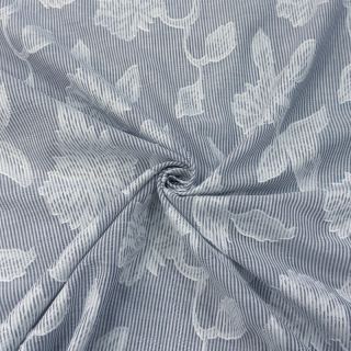 Pamutvászon YARN DYED Stripes JACQUARD Flowers navy