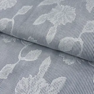 Pamutvászon YARN DYED Stripes JACQUARD Flowers navy