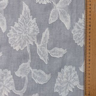 Pamutvászon YARN DYED Stripes JACQUARD Flowers navy