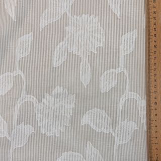 Pamutvászon YARN DYED Stripes JACQUARD Flowers sand