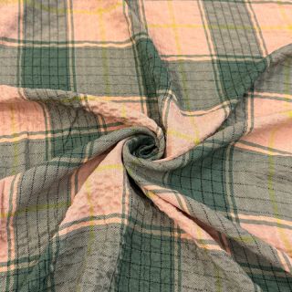 Viszkóz CRINKLE Check peach