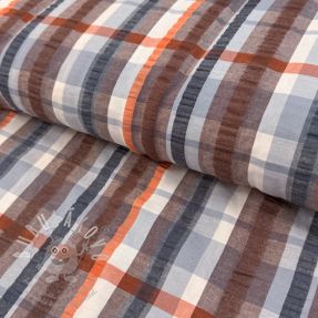 Pamutvászon SEERSUCKER YARN DYED Checks blue