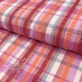 Pamutvászon SEERSUCKER YARN DYED Checks pink