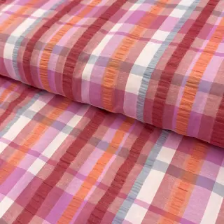 Pamutvászon SEERSUCKER YARN DYED Checks pink