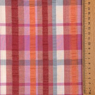 Pamutvászon SEERSUCKER YARN DYED Checks pink