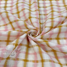 Pamutvászon SEERSUCKER YARN DYED Checks ecru