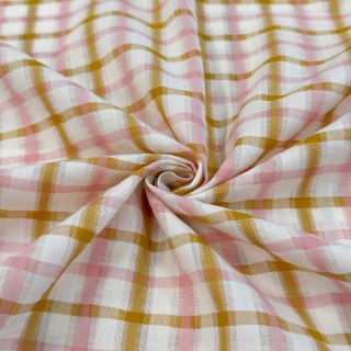 Pamutvászon SEERSUCKER YARN DYED Checks ecru