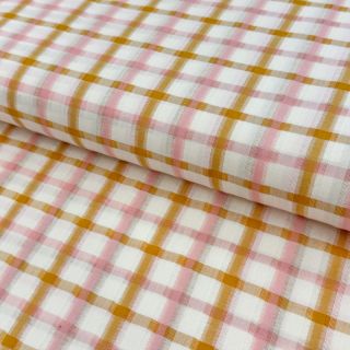 Pamutvászon SEERSUCKER YARN DYED Checks ecru