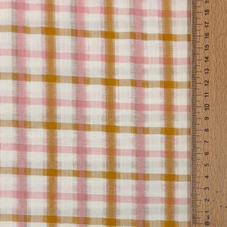 Pamutvászon SEERSUCKER YARN DYED Checks ecru