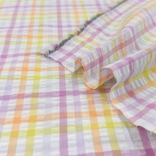 Pamutvászon SEERSUCKER YARN DYED Checks multi