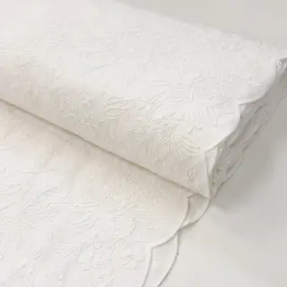 Pamutvászon VOILE EMBROIDERY Flowers TWO-SIDED SCALLOP white