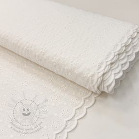 Pamutvászon EMBROIDERY TWO-SIDE SCALLOP Simi white