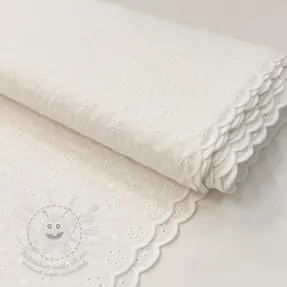 Pamutvászon EMBROIDERY TWO-SIDE SCALLOP Simi white