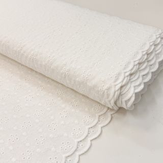 Pamutvászon EMBROIDERY TWO-SIDE SCALLOP Simi white
