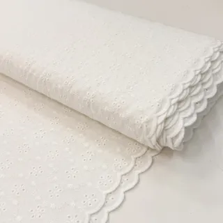 Pamutvászon EMBROIDERY TWO-SIDE SCALLOP Simi white