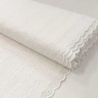 Pamutvászon EMBROIDERY TWO-SIDE SCALLOP Neo white