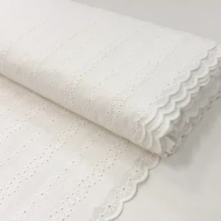 Pamutvászon EMBROIDERY TWO-SIDE SCALLOP Neo white