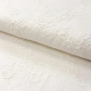 Pamutvászon VOILE EMBROIDERY Flowers white