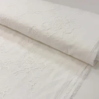 Pamutvászon VOILE EMBROIDERY Flowers white