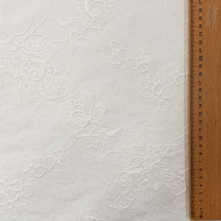 Pamutvászon VOILE EMBROIDERY Flowers white