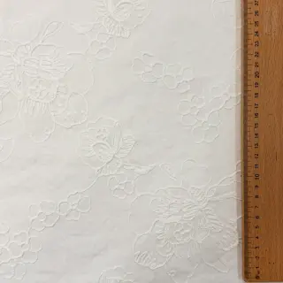 Pamutvászon VOILE EMBROIDERY Flowers white