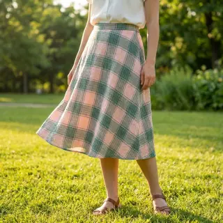 Viszkóz CRINKLE Check peach
